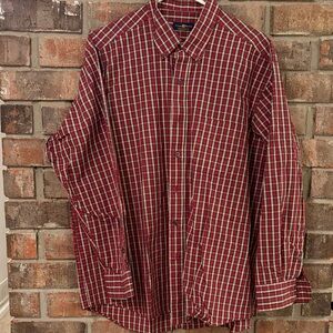 Club Room Red and White Plaid Men's Shirt